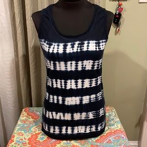 Eddie Bauer Navy and White Tye Dye Tank